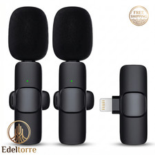 Wireless Lavalier Microphone for iPhone iPad Dual Mic Lightning Clip-On Podcast