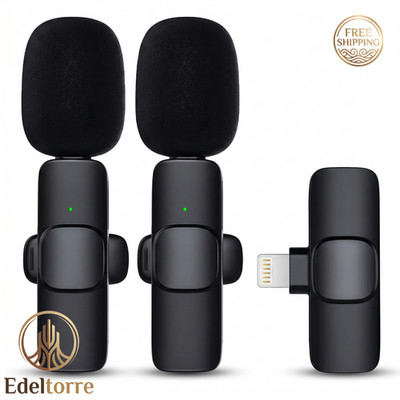 Wireless Lavalier Microphone for iPhone iPad Dual Mic Lightning Clip-On Podcast