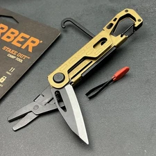 GERBER Stake Out Multi Camp Tool Survivial Knife Bottle Opener Carabiner Saw