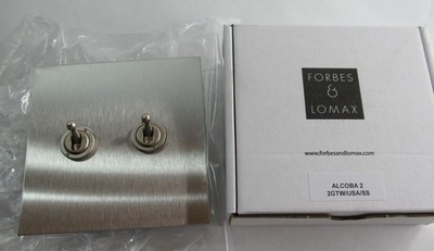 NEW FORBES & LOMAX STAINLESS STEEL 2-GANG TOGGLE SWITCH ASSEMBLY