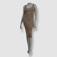 Bar III Women's Brown Cheetah Scoop Neck Sleeveless Dress Petite Sz PP