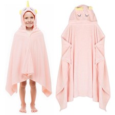 Absorbent Hooded Towel for Kids, Large Child Bath Towels Ultra Soft Coral Fle...