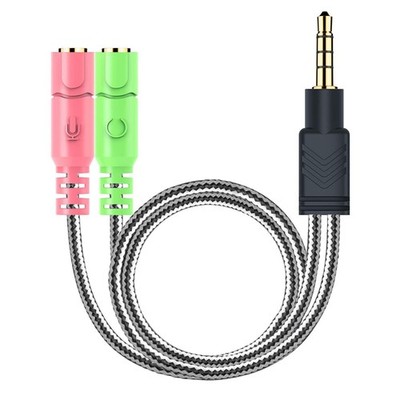 3.5MM Headset Splitter Cable Audio Mic Adapter CTIA