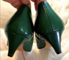 Naturalizer Slip Ons, Forest Green w/Gold, 2” Heel, Super Elegant, Size 8.5 — photo 2