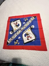 Walt Disney Mickey and Minnie Mouse Vintage Red Blue Handkerchief Scarf Bandana