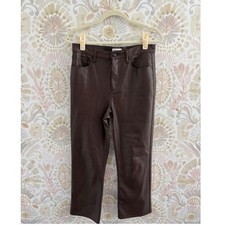 Pistola Brown Vegan Leather Straight Leg Pants Womens 28 P00016088PU High Rise