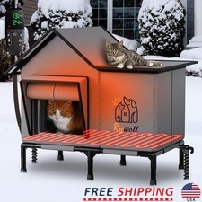 Heated Outdoor Cat House Waterproof Insulated Shelter Easy Setup Warmth New