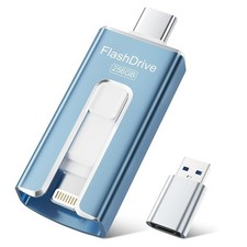 MFi Certified 3 in 1 Type-C 256GB Flash Drive for iPhone, High Speed External...