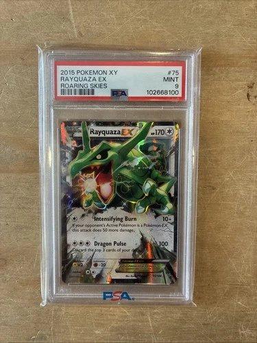 M274) 2015 POKEMON XY RAYQUAZA EX ROARING SKIES #75 75/108 GRADED PSA 9