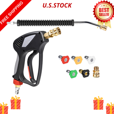 #ad NEW Pressure Washer Gun Wand 5000 PSI 18 Curved 360 Swivel 1 4 QC 5 Nozzles Tips $68.76