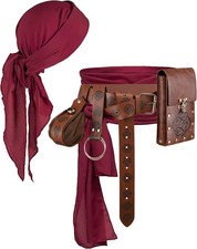 Pirate Costume Accessories, Medieval Leather Belt Set for Men Women - Ideal fo