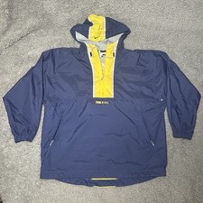 Vintage Nike M 8-10 Womens 1/2 Zip Pullover Windbreaker Jacket Blue Yellow