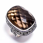 Smoky Quartz Gemstone 925 Sterling Silver Jewelry Vintage Style Ring 6.5 US Gift