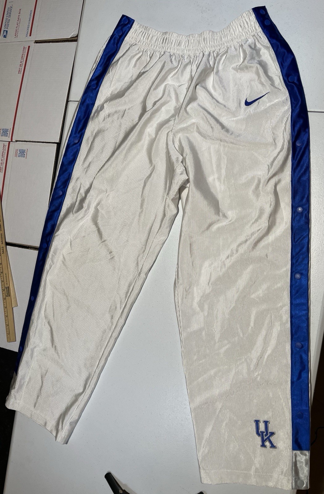 Nike Team Mens XL Breakaway Dazzle Track Pants White Blue UK Kentucky Sweatpants