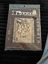 1982 Kazari Punch Embroidery kit, japan bird blossoms, 8 x 10 inch NEW