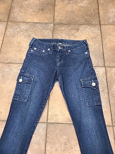 Pantalones de mezclilla True Religion World para mujer 28x30 azul cargo cremallera al tobillo 2014 - Imagen 4 de 14