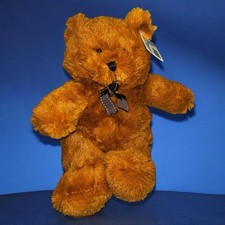 ANIMAL ALLEY BEAR Rust Chocolate 14" BROWN BOW PLUSH stitched lovey