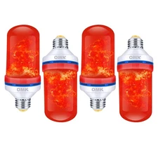 Flame Light Bulb Christmas Decor (4 Pack) Red Color Led Flickering Fire Simul...