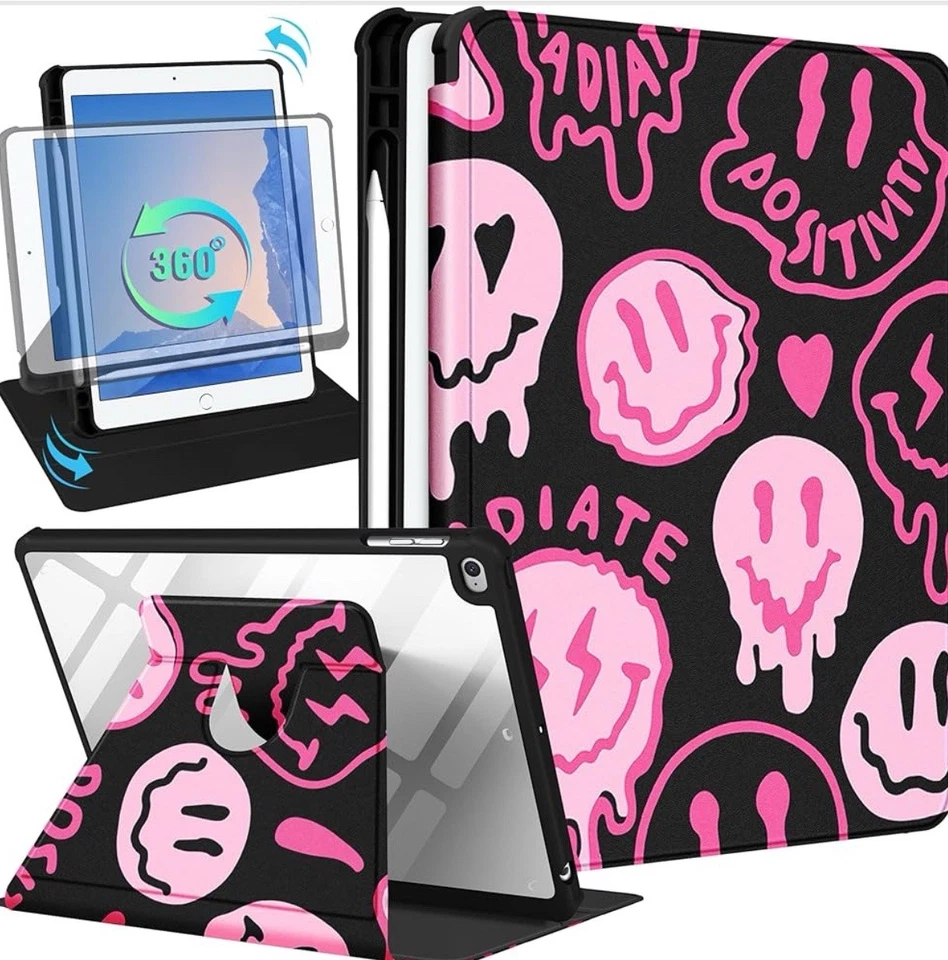 Unique Case Rotating Stand Cute Cartoon Design Cover Shell for iPad 9.7 Inch - Image 2 of 4