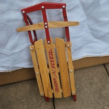 Radio Flyer Mini Sled - Wood Metal Construction, Red/Natural Color