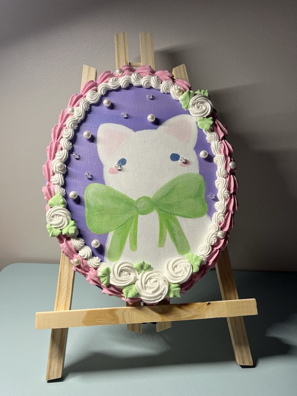 Canvas Painting Original Acrylic 8in x 10in Bunbun Portrait by Kittybeancafe
