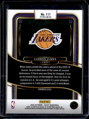 LeBRON JAMES　専用のため購入不可 2024-25 Select Premier Level LeBron James #111 Orange Flash Prizm