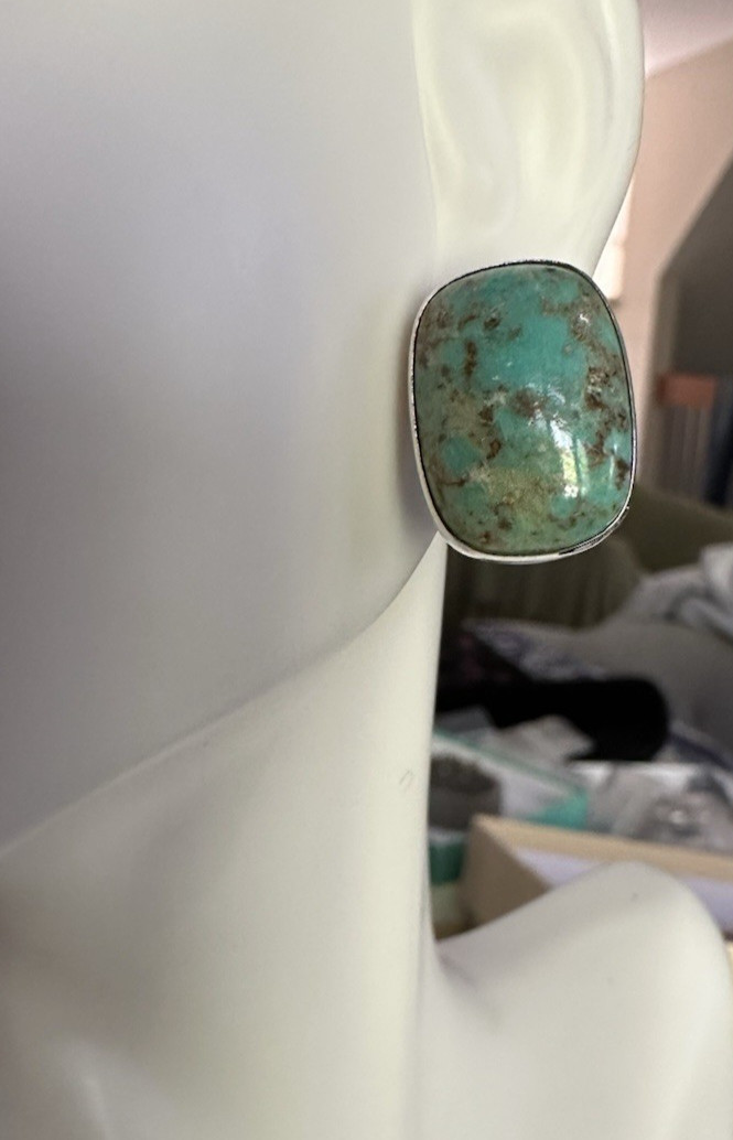 Sterling Silver Turquoise Rectangular Stud  Earri… - image 9