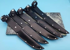 Lot of 5 Black Leather Fixed Blade Fillet Knife Belt Sheaths for up to 5" Blades