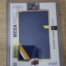 Upper Deck Premier 2017-18 Mega Patch Chest Logos Brayden Schenn Blues 09/20