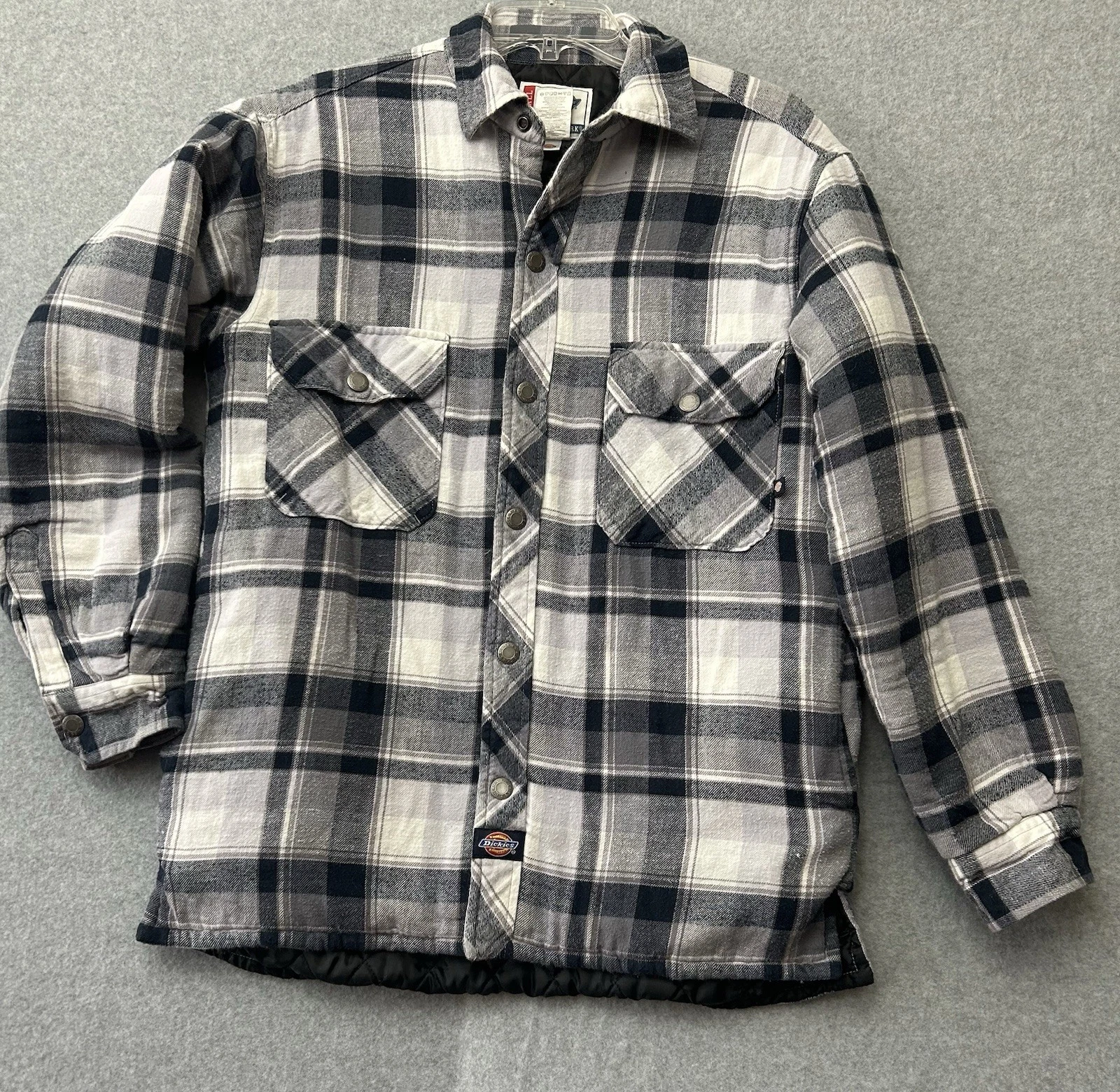 Dickies Relaxed Fit Quilted Plaid Navy/gray Shirt Jacket - Men's Size Small B6