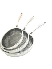3 Stainless Steel Non-Stick Honeycomb Skillet Wok for Stir-Fry and Boiling Pans