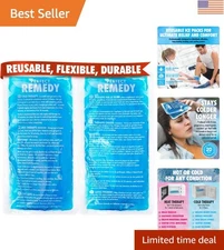 Soft Flexible Gel Ice Packs for Instant Cold or Heat - 2 Count Reusable Packs