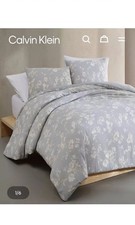 Calvin Klein Eternity Floral KING Duvet Cover ONE Sham Set Grey / Ivory