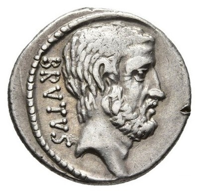 *Excellent* Marcus Junius Brutus, assassin of Caesar 54 BC AR Portrait Denarius