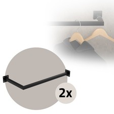 Lot de 2x tringle à vêtements support noir montage mural porte-manteau 60x30 cm