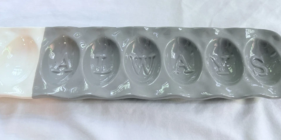 Mud Pie Easter "Happy Always" Skinny Egg Tray 2.75" x 22" Fork 6" 40700468 - Image 3 of 4