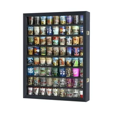 Shot Glass Display Case Wall Shot Glass Cabinet Rack Holder Lockable with UV ...