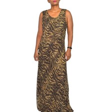 Reversible Slip Dress Large Brown Animal Print Leopard Maxi Long Sheer Chiffon