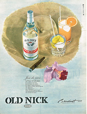 REKLAME WERBUNG 1965 OLD NICK DE BARDINET Rum '' Lebensfreude''