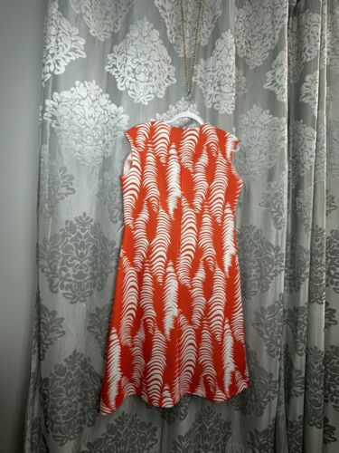 channel 1 dress bill sims orange white 1960s 1970s dress zipper Vintage Sz 16 - Picture 5 of 10