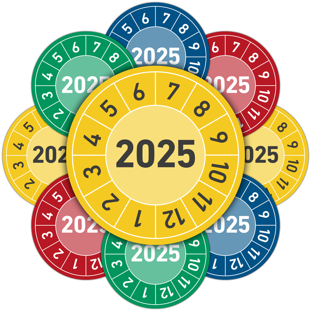 Prüfplaketten 2025 - Wartungsetiketten 30mm Blau (100 Stück) Für Geräte & Anlagen