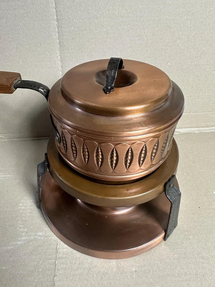 Feuerzangenbowle Set Kupfer 70er Jahre, Brenner Pfanne Topf Stövchen Camping - Bild 3 von 4