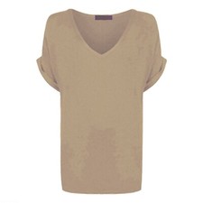 Women Oversized Baggy Loose Fit Turn up Batwing Sleeve Ladies V Neck Top T shirt