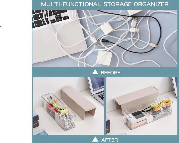 Yesesion Organizer Box with 7 Compartments and Wire Ties Pink Plastic New - Image 2 of 2