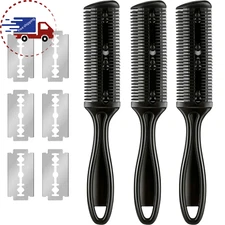 3 Pieces Razor Comb with 10 Pieces Razors, Hair Cutter Comb Cutting Scissors, Do