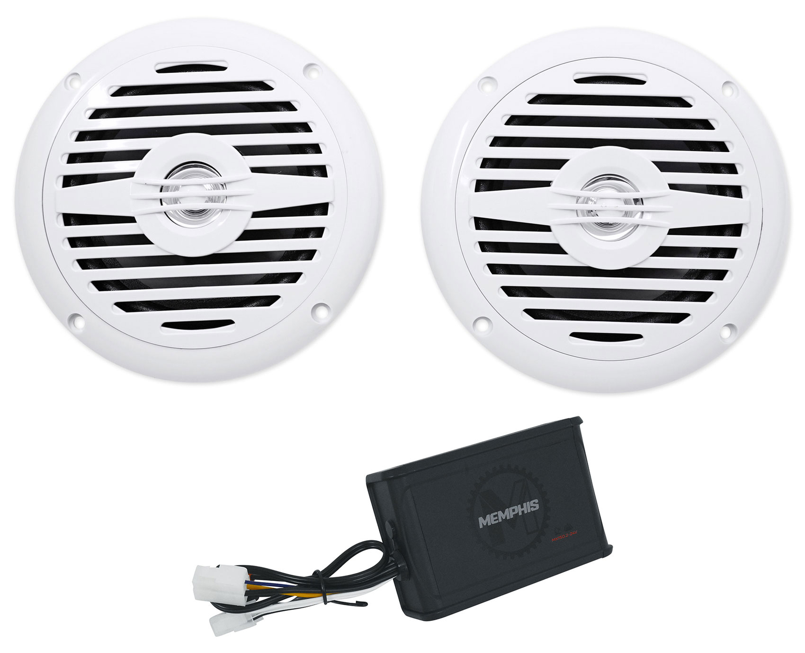Усилитель Memphis Audio MX1502-24V MotorcylcleRZRUTV525 динамиков белого цвета