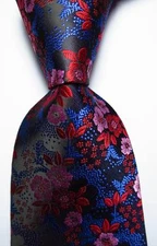 New Classic Floral Black Blue Red Pink JACQUARD WOVEN Silk Men's Tie Necktie