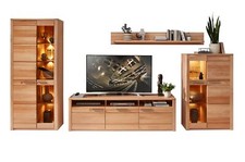 Wohnwand NATURE ONE FF80 - 4-teilig - Front Kernbuche Massivholz mit LED Beleuch