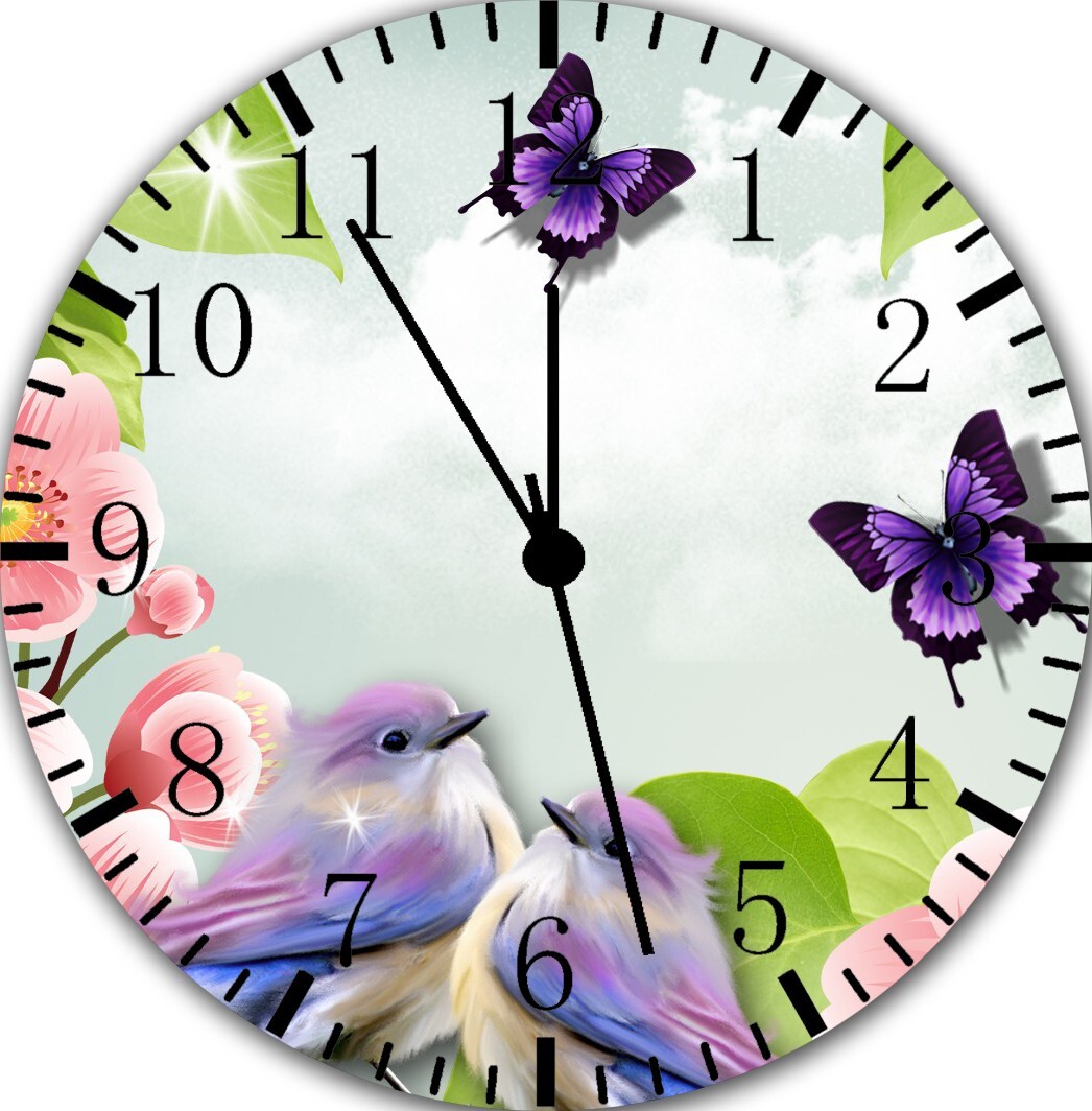 Birds Flowers Butterfly Wall Clock E16 Personalized option with adding name
