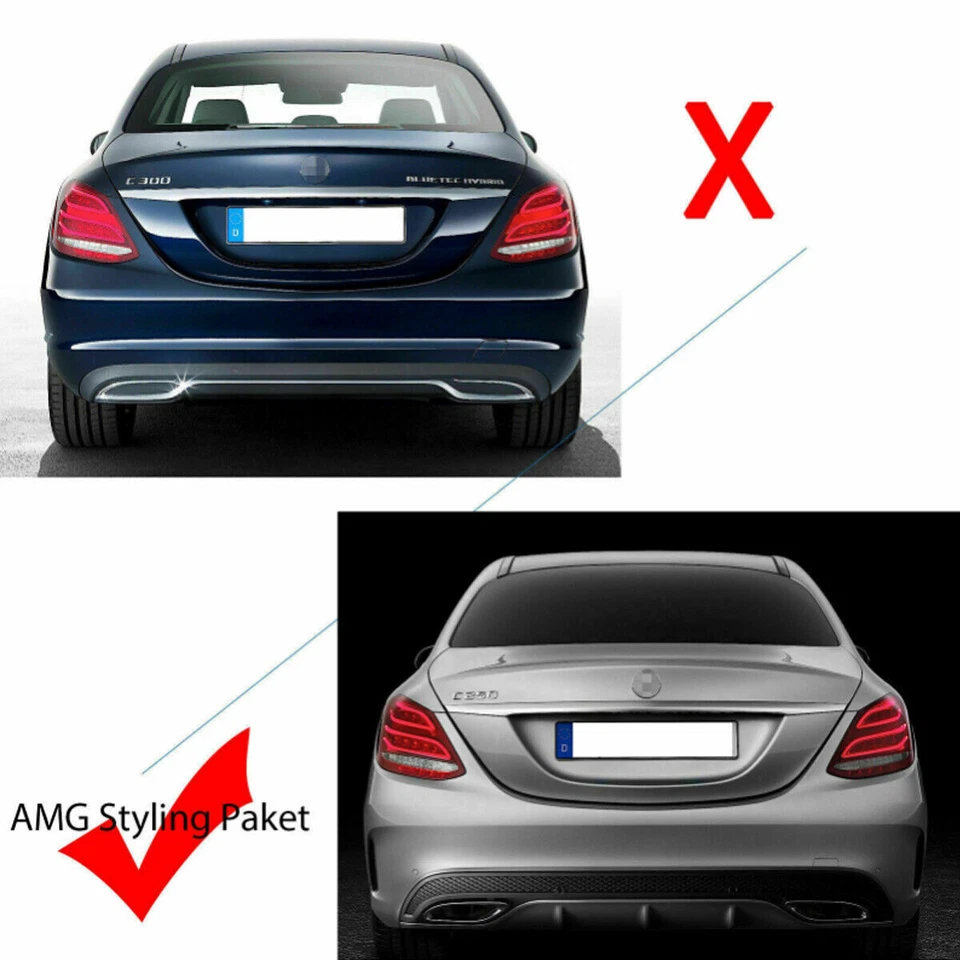 Labio difusor trasero estilo C63 para Mercedes Benz W205 C300 C350 AMG-Line 2015-2021 Foto 2 de 4